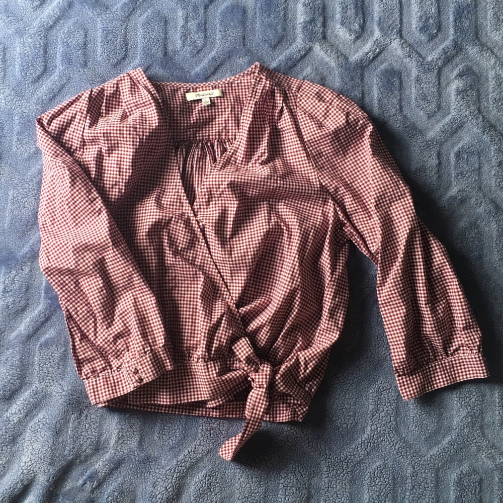 Madewell Long Cropped Plaid Shirt Size S